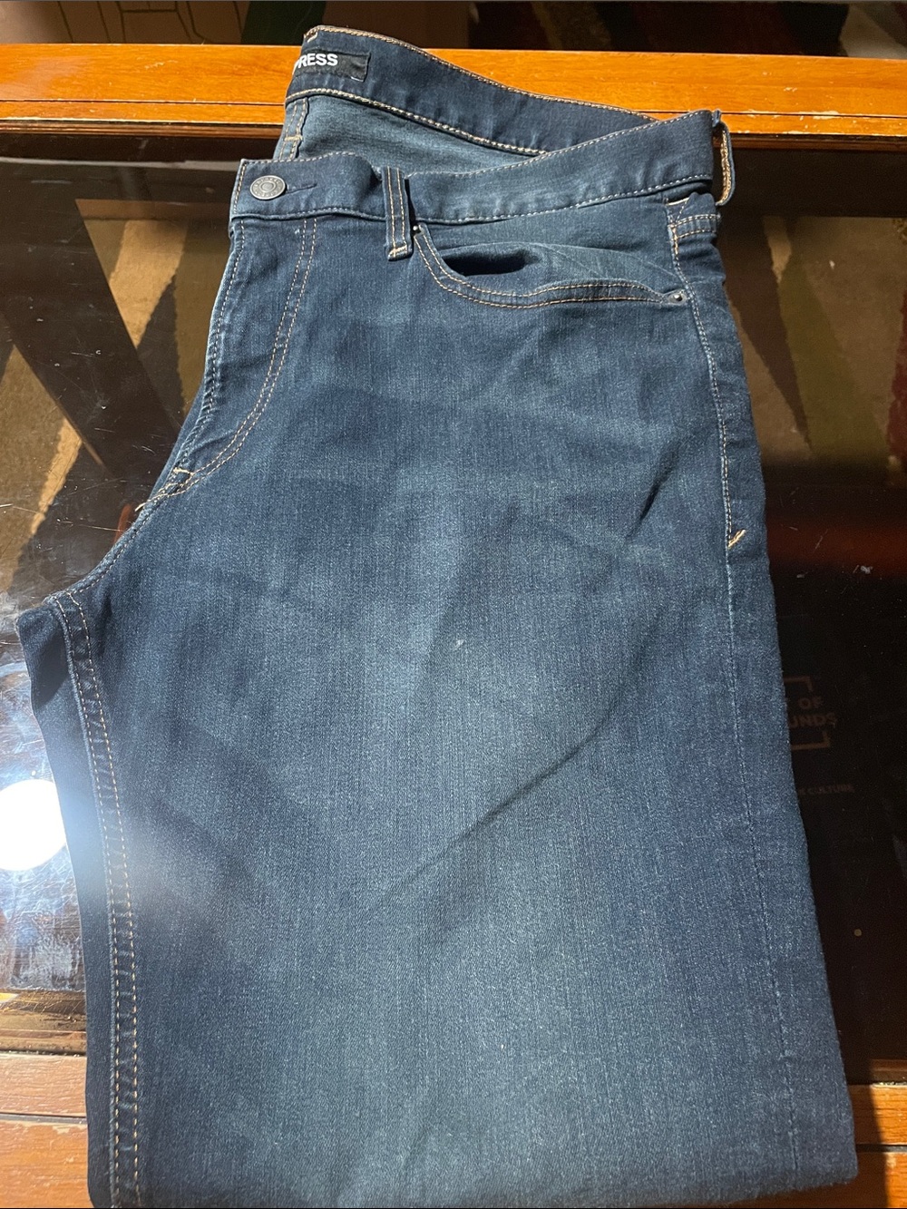 Express Men’s Navy Blue Slim Straight Jeans